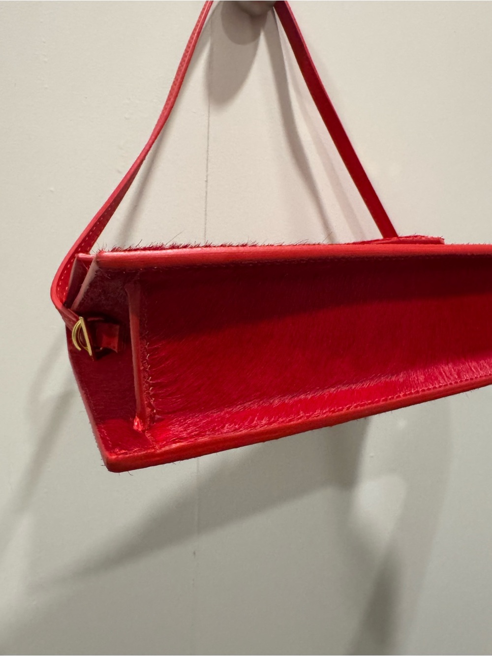 Jacquemus Red Pony Hair Le Bambino Long Shoulder Bag LIKE NEW! - Picture 3 of 4